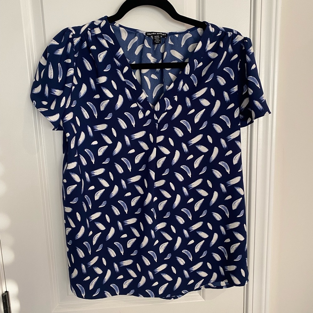 Hilary Radley - navy blue short sleeve dress shirt. Medium
